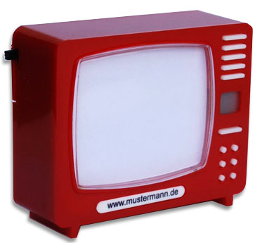 Retro: Der Mini-Fernseher - mit eigenen Bildern bestückt - Werbeartikel
